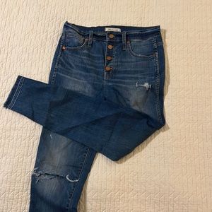 Madewell high rise distressed skinny jean